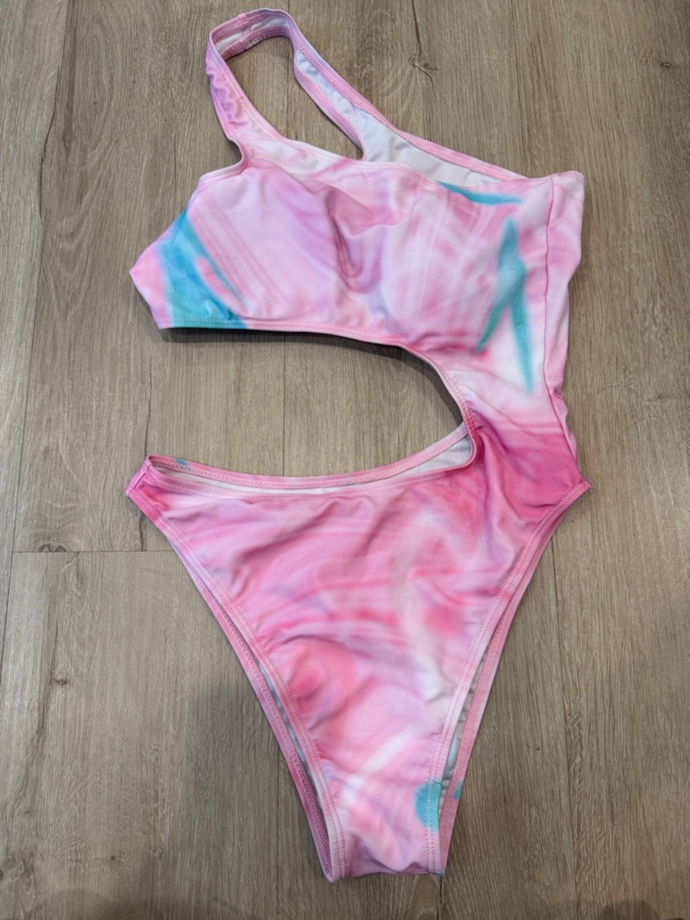 Pink Tie-Dye Cutout One-Piece Swimsuit